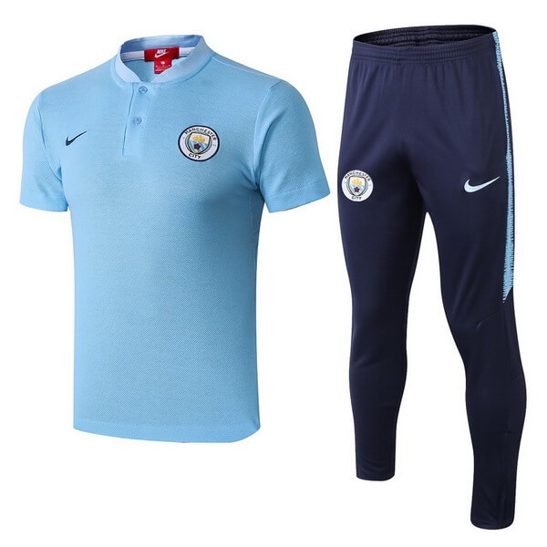 Polo Conjunto Completo Manchester City 2018-2019 Azul Claro